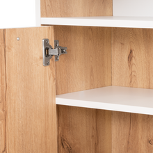 Escritorio En L Singapur, Café Claro y Blanco, con Tres Puertas Batientes