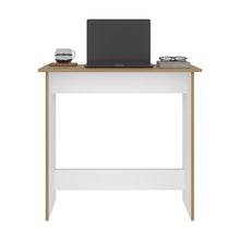 Escritorio Ben Eco, Fresno Europeo y Blanco, con superficie para objetos decorativos