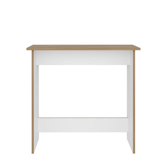 Escritorio Ben Eco, Fresno Europeo y Blanco, con superficie para objetos decorativos