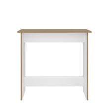 Escritorio Ben Eco, Fresno Europeo y Blanco, con superficie para objetos decorativos