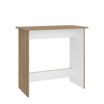 Escritorio Ben Eco, Fresno Europeo y Blanco, con superficie para objetos decorativos