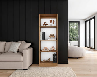 Biblioteca Home, Fresno Europeo y Blanco Duqueza, con Cuatro Entrepaños ZF