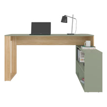 Escritorio en L Martina, Fresno Europeo y Agave, con amplio espacio de trabajo