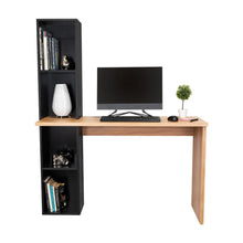 Escritorio Biblioteca Aston, Fresno Europeo y Wengue, con espacio para guardar objetos