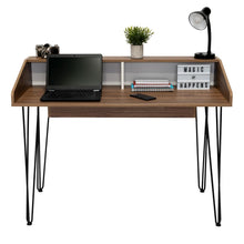 Escritorio Owen, Castaño y Blanco, con Amplio Espacio de Trabajo