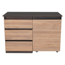 Escritorio Taira, Nogal y Miel, con Tres Cajones Extensibles