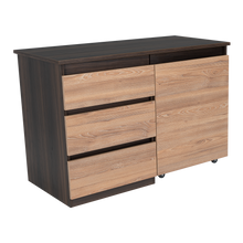 Escritorio Taira, Nogal y Miel, con Tres Cajones Extensibles