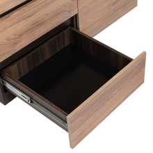 Escritorio Taira, Nogal y Miel, con Tres Cajones Extensibles