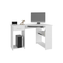 Escritorio en L Jasper, Kronos Blanco , con espacio para ubicar objetos decorativos