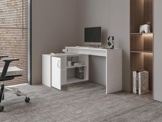 Escritorio Axis Eco, Blanco Duqueza, con amplio espacio de trabajo