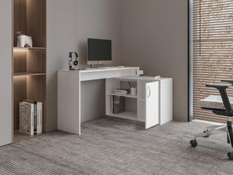 Escritorio Axis Eco, Blanco Duqueza, con amplio espacio de trabajo