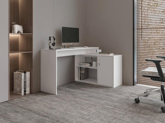 Escritorio Axis Eco, Blanco Duqueza, con amplio espacio de trabajo