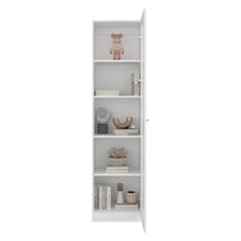Biblioteca Home Eco Con Puerta En Vidrio, Blanco Duqueza, con Cinco Entrepaños ZF