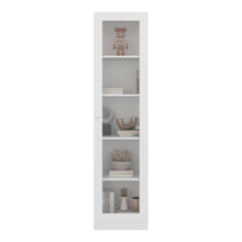 Biblioteca Home Eco Con Puerta En Vidrio, Blanco Duqueza, con Cinco Entrepaños ZF