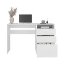 Escritorio Venus, Kronos Blanco, Moderno minimalista con tres cajones multiusos ZF
