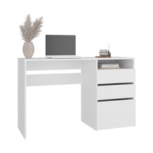 Escritorio Venus, Kronos Blanco, Moderno minimalista con tres cajones multiusos ZF