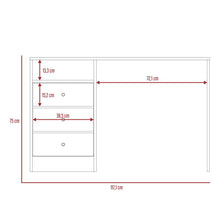 Escritorio Marbelle, Chocolate, con Tres Cajones