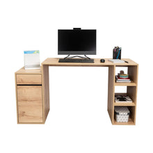 Escritorio Amik, Café Claro, con una puerta abatible