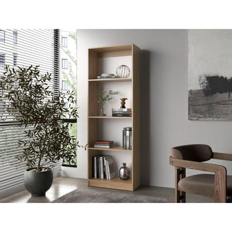 Biblioteca Home, Fresno Europeo y Blanco, con Cuatro Entrepaños ZF