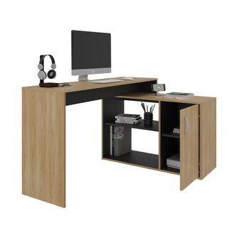 Escritorio Axis Eco, Fresno Europeo y Wengue, con amplio espacio de trabajo