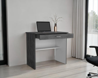 Escritorio 80 Cajon, Roble Gris y Blanco