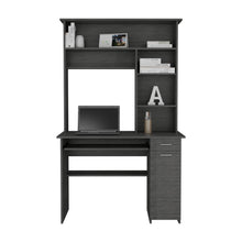 Escritorio Hucth, Roble Gris, con Un Cajón Deslizable y Puerta Batiente ZF