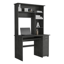 Escritorio Hucth, Roble Gris, con Un Cajón Deslizable y Puerta Batiente ZF