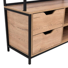 Estantería Wolfe, Macadamia, Con cinco entrepaños y dos cajones