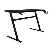 Escritorio Gamer Racer, Wengue, con tubos de metal y cubrimiento de polvo