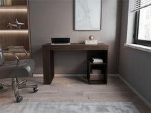 Escritorio Cuera, Nogal Europeo, con pasacables para articulos electronicos