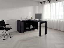 Escritorio Giratorio Alfie, Wengue, con multiples espacios para ubicar objeto ZF