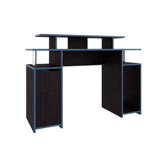 Escritorio Gamer Kein 2, Wengue y Azul, con Espacio Adicional para Pantallas ZF