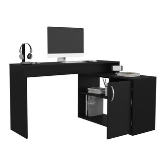 Escritorio en L Axis Eco, Wengue, con amplio espacio de trabajo