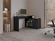 Escritorio en L Axis Eco, Wengue, con amplio espacio de trabajo