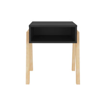 Mesa de Noche Pinet, Wengue , Con un entrepaño para guardar objetos con diseño minimalista