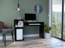 Escritorio Apolo, Wengue, con Con Bandeja Porta Teclado Deslizable y Dos Entrepaños Cop