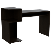 Escritorio Apolo, Wengue, con Con Bandeja Porta Teclado Deslizable y Dos Entrepaños Cop