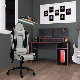 Combo Gamer, Incluye Escritorio Wengue con bordo rojo y Silla Gamer