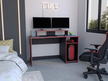 Combo Gamer , Wengue y Rojo, Incluye Escritorio y Silla Gamer