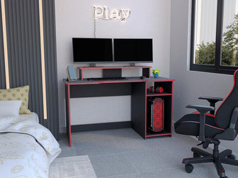 Combo Gamer , Wengue y Rojo, Incluye Escritorio y Silla Gamer