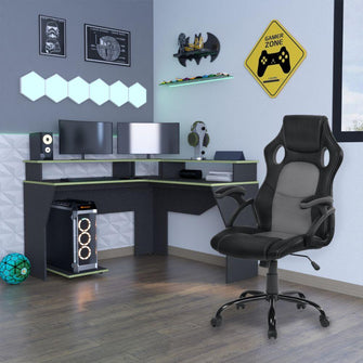 Combo Gamer , Wengue y Negro, Incluye Escritorio bordo Verde y Silla Gamer