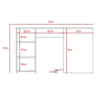 Escritorio En L Dafne, Humo, con Dos Entrepaños y Base con Rodachinas Para Fácil Desplazamiento