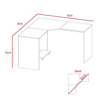 Escritorio En L Dafne, Humo, con Dos Entrepaños y Base con Rodachinas Para Fácil Desplazamiento