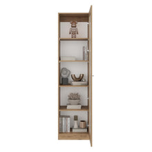 Biblioteca Home Eco Con Puerta En Vidrio, Macadamia, con Cinco Entrepaños ZF