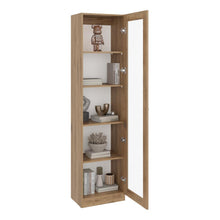 Biblioteca Home Eco Con Puerta En Vidrio, Macadamia, con Cinco Entrepaños ZF