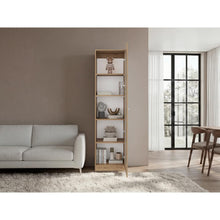 Biblioteca Home Eco Con Puerta En Vidrio, Macadamia, con Cinco Entrepaños ZF