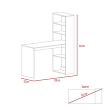 Escritorio Estantería Eloisa, Macadamia y Blanco, con Cuatro Entrepaños