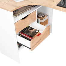 Escritorio Noah, Macadamia y Blanco Vainilla, con Un Cajón y Dos Entrepaños