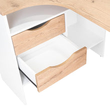 Escritorio Noah, Macadamia y Blanco Vainilla, con Un Cajón y Dos Entrepaños