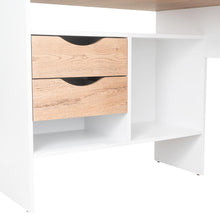 Escritorio Noah, Macadamia y Blanco Vainilla, con Un Cajón y Dos Entrepaños